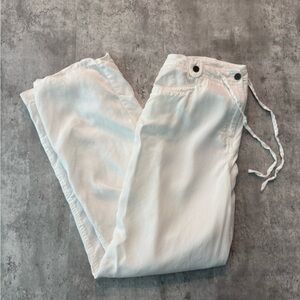 White Casual wide leg pants vacation summer lightweight pants